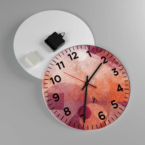 Nástenné hodiny - Geometrické premeny na ružové - 30x30 cm