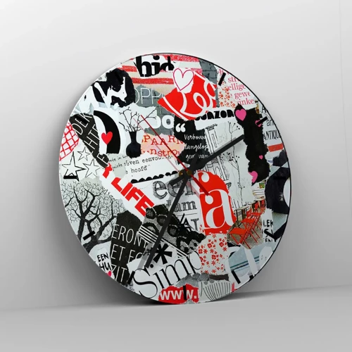 Nástenné hodiny - Hipsterská koláž - 30x30 cm