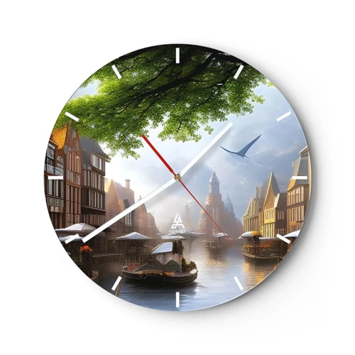 Nástenné hodiny - Holandská mestská krajinka - 30x30 cm