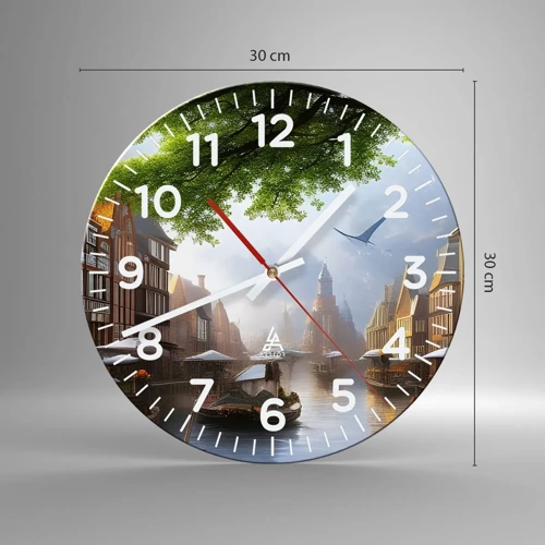 Nástenné hodiny - Holandská mestská krajinka - 30x30 cm