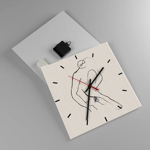 Nástenné hodiny - Intímna skica - 30x30 cm