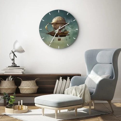 Nástenné hodiny - Julius Verne pozdravuje - 40x40 cm
