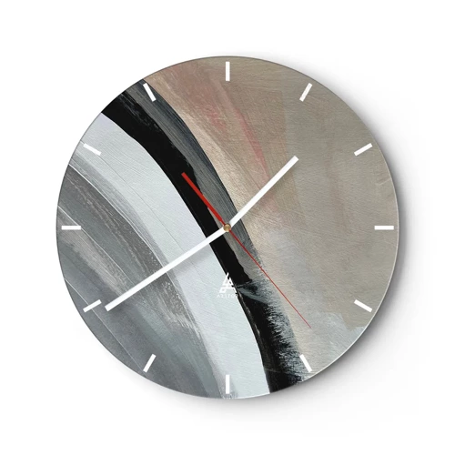 Nástenné hodiny - Kompozícia: čierny a šedý oblúk - 30x30 cm