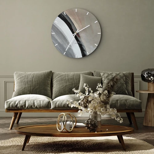 Nástenné hodiny - Kompozícia: čierny a šedý oblúk - 40x40 cm