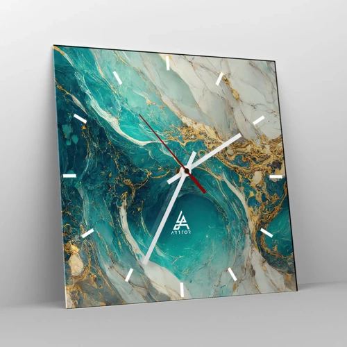 Nástenné hodiny - Kompozícia so zlatými žilami - 30x30 cm