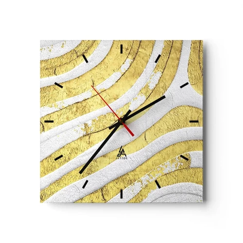 Nástenné hodiny - Kompozícia v bielej a zlatej - 30x30 cm