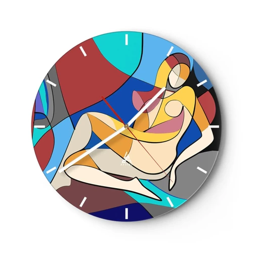 Nástenné hodiny - Kubistický akt - 30x30 cm