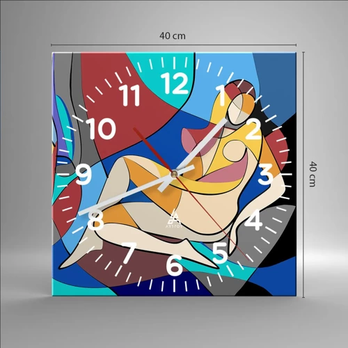 Nástenné hodiny - Kubistický akt - 40x40 cm