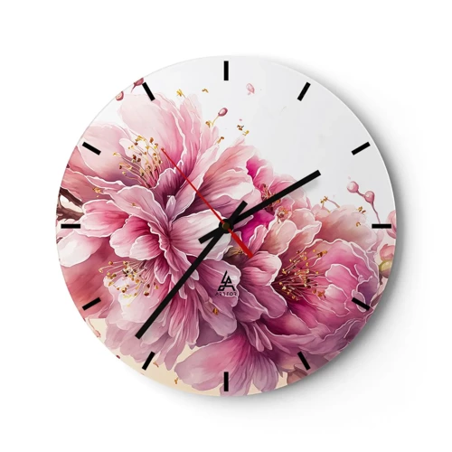 Nástenné hodiny - Kvet kvitnúcej čerešne - 30x30 cm