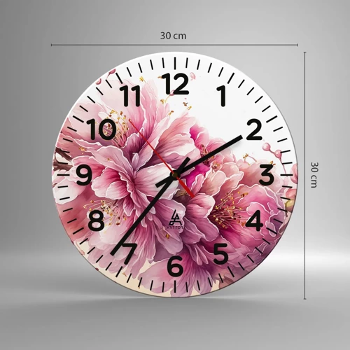 Nástenné hodiny - Kvet kvitnúcej čerešne - 30x30 cm