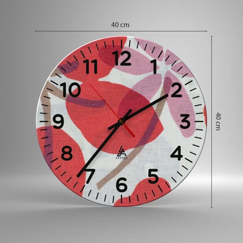 Nástenné hodiny - Kvetinová kompozícia v ružovej - 40x40 cm
