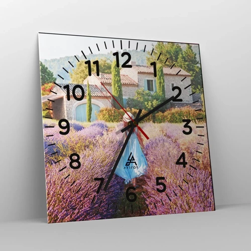 Nástenné hodiny - Levanduľové dievča - 30x30 cm