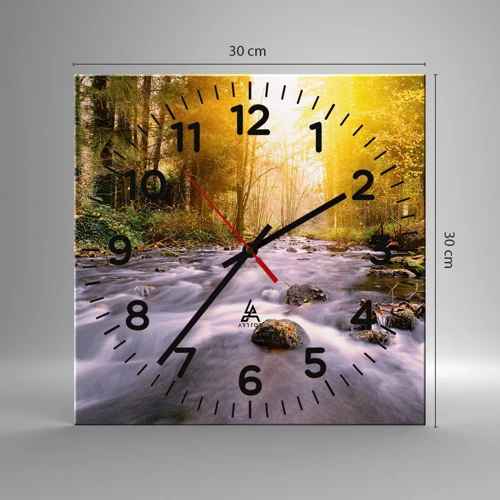 Nástenné hodiny - Malachit v strieborno-zlatej podobe - 30x30 cm