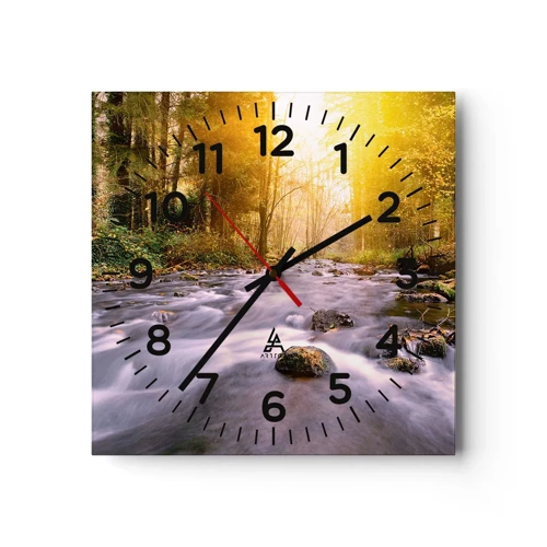 Nástenné hodiny - Malachit v strieborno-zlatej podobe - 40x40 cm