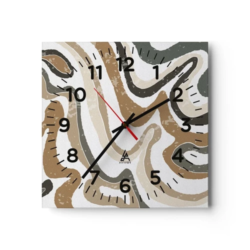 Nástenné hodiny - Meandre zemitých farieb - 30x30 cm