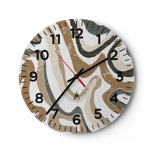 Nástenné hodiny - Meandre zemitých farieb - 30x30 cm