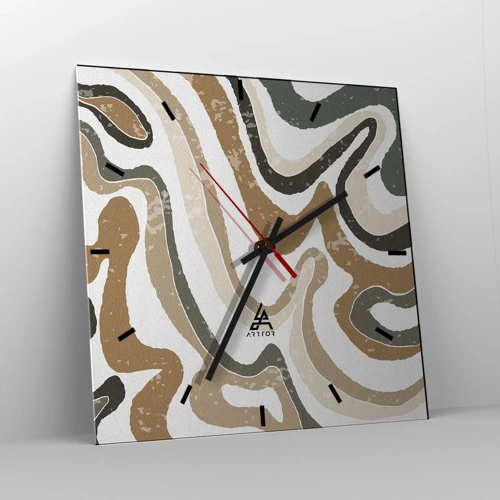 Nástenné hodiny - Meandre zemitých farieb - 40x40 cm