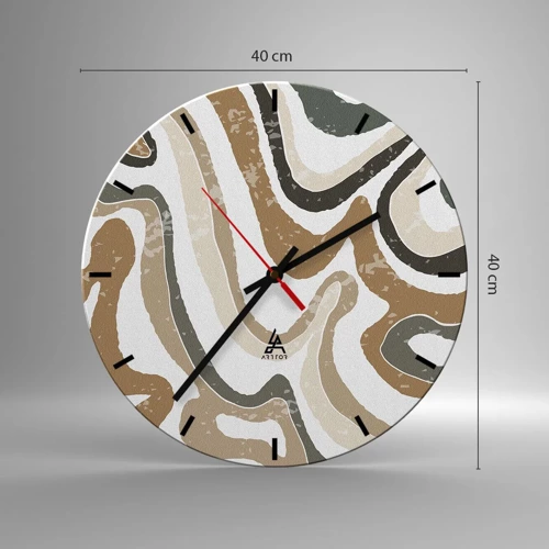 Nástenné hodiny - Meandre zemitých farieb - 40x40 cm