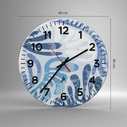 Nástenné hodiny - Modré papradie - 40x40 cm