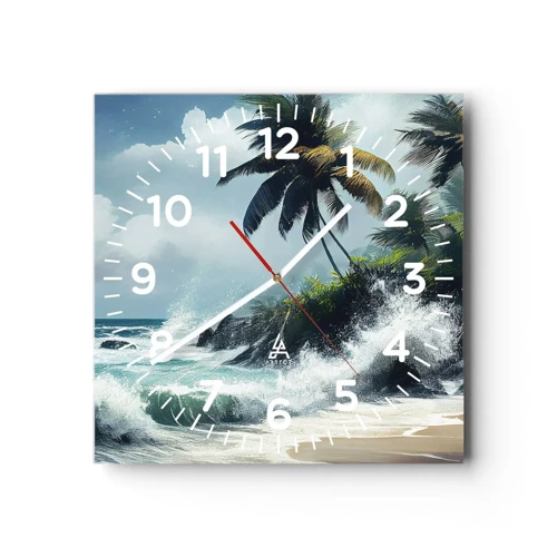 Nástenné hodiny - Na tropickom pobreží - 40x40 cm