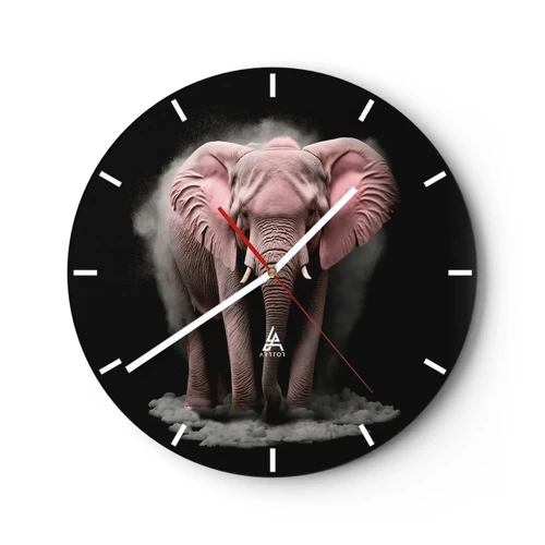 Nástenné hodiny - Nemysli na ružového slona! - 30x30 cm