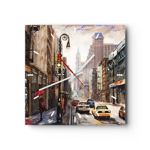 Nástenné hodiny - New York – farebný aj v daždi - 30x30 cm