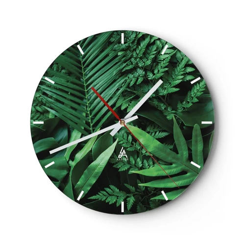 Nástenné hodiny - Objaté v zeleni - 30x30 cm