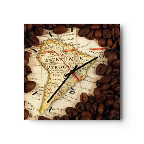 Nástenné hodiny - Odkiaľ je najlepšia káva? - 30x30 cm