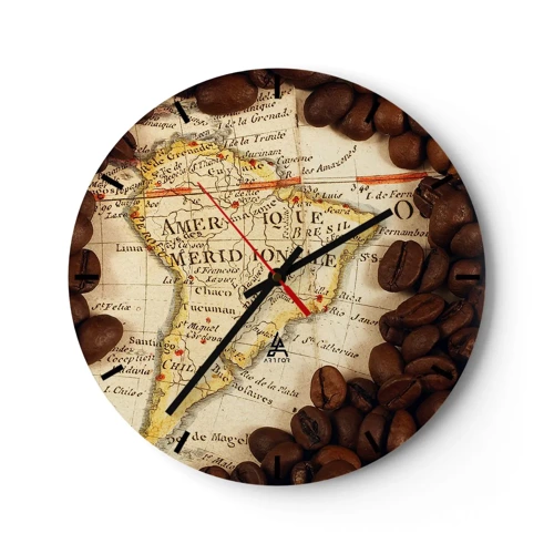Nástenné hodiny - Odkiaľ je najlepšia káva? - 30x30 cm