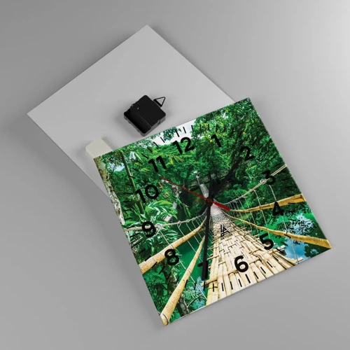 Nástenné hodiny - Opičí most nad zeleňou - 30x30 cm