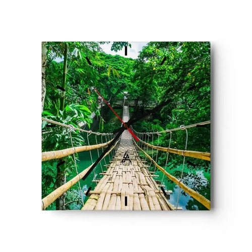Nástenné hodiny - Opičí most nad zeleňou - 40x40 cm