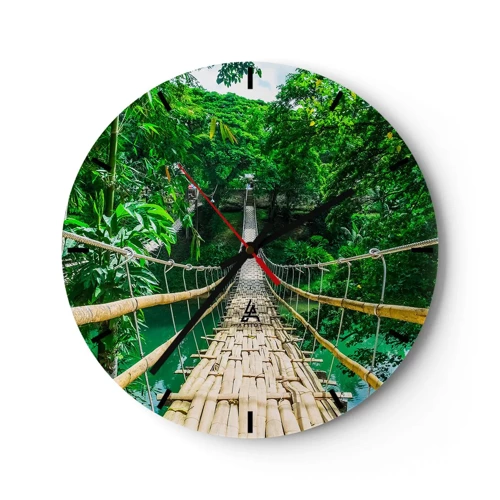 Nástenné hodiny - Opičí most nad zeleňou - 40x40 cm