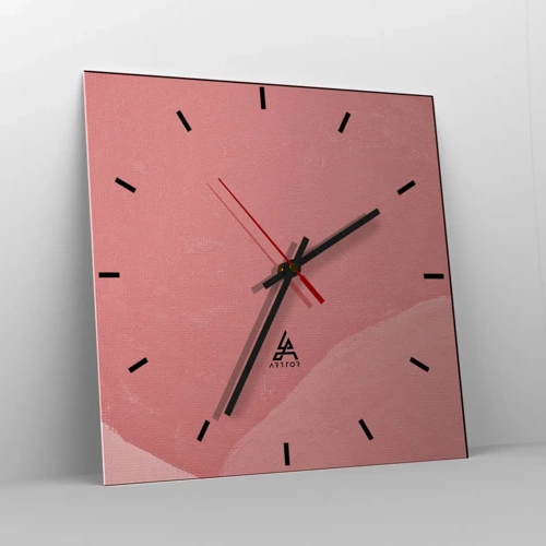 Nástenné hodiny - Organická kompozícia v ružovej - 40x40 cm
