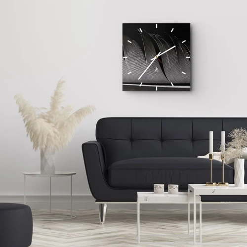 Nástenné hodiny - Perie – nádherná konštrukcia - 40x40 cm