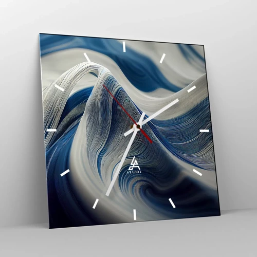 Nástenné hodiny - Plynulosť modrej a bielej - 30x30 cm