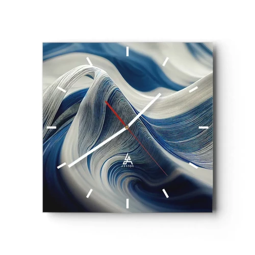 Nástenné hodiny - Plynulosť modrej a bielej - 40x40 cm