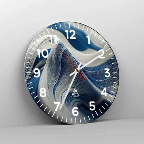 Nástenné hodiny - Plynulosť modrej a bielej - 40x40 cm