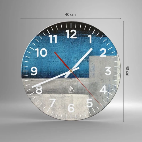 Nástenné hodiny - Poetická kompozícia šedej a modrej - 40x40 cm