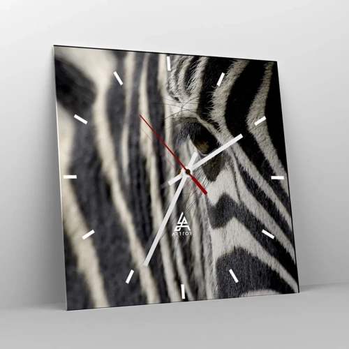 Nástenné hodiny - Portrét s pruhmi - 40x40 cm