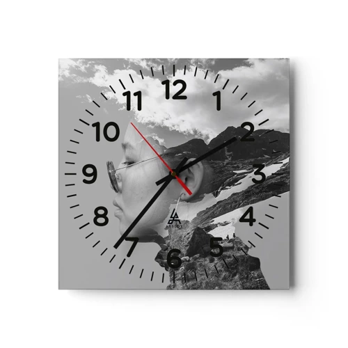 Nástenné hodiny - Povznešený portrét v oblakoch - 30x30 cm