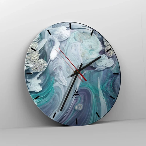 Nástenné hodiny - Prúdy modrej - 30x30 cm