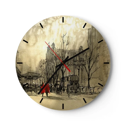 Nástenné hodiny - Rande v londýnskej hmle  - 30x30 cm