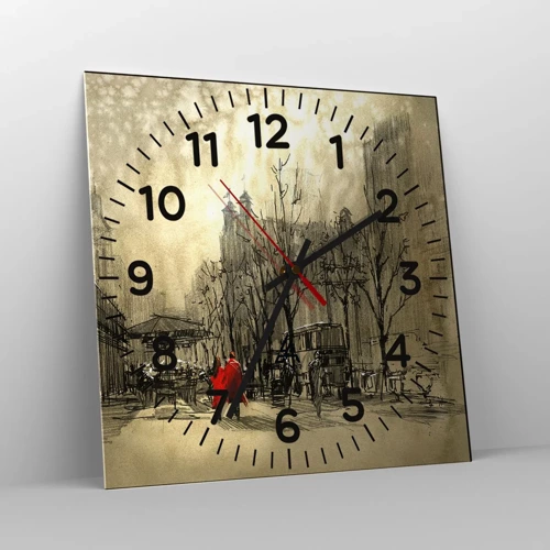 Nástenné hodiny - Rande v londýnskej hmle  - 40x40 cm