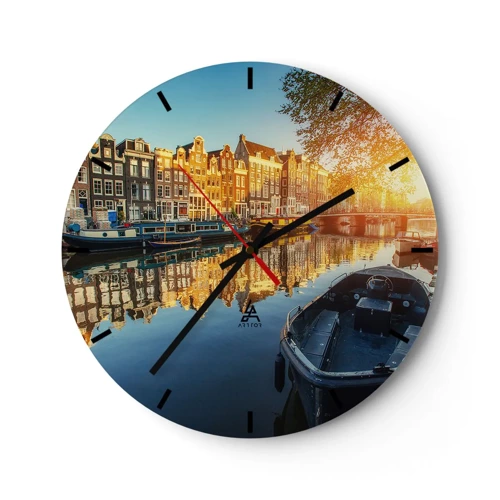 Nástenné hodiny - Ráno v Amsterdame - 40x40 cm