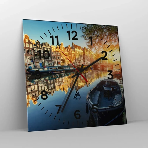 Nástenné hodiny - Ráno v Amsterdame - 40x40 cm