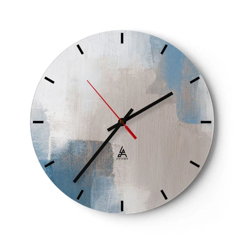 Nástenné hodiny - Ružová abstrakcia za modrým závojom - 30x30 cm