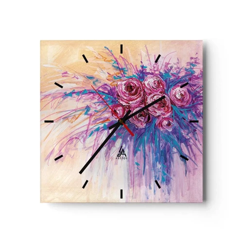 Nástenné hodiny - Ružová fontána - 30x30 cm