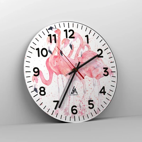 Nástenné hodiny - Ružový ansámbl - 30x30 cm