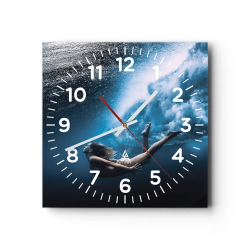 Nástenné hodiny - Súčasná morská panna - 40x40 cm