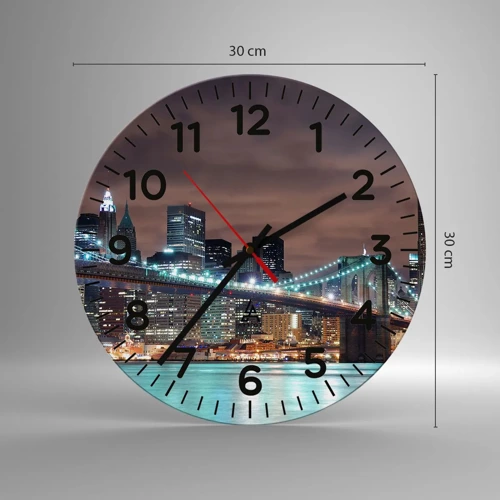 Nástenné hodiny - Svetlá veľkomesta - 30x30 cm